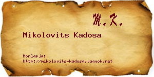 Mikolovits Kadosa névjegykártya